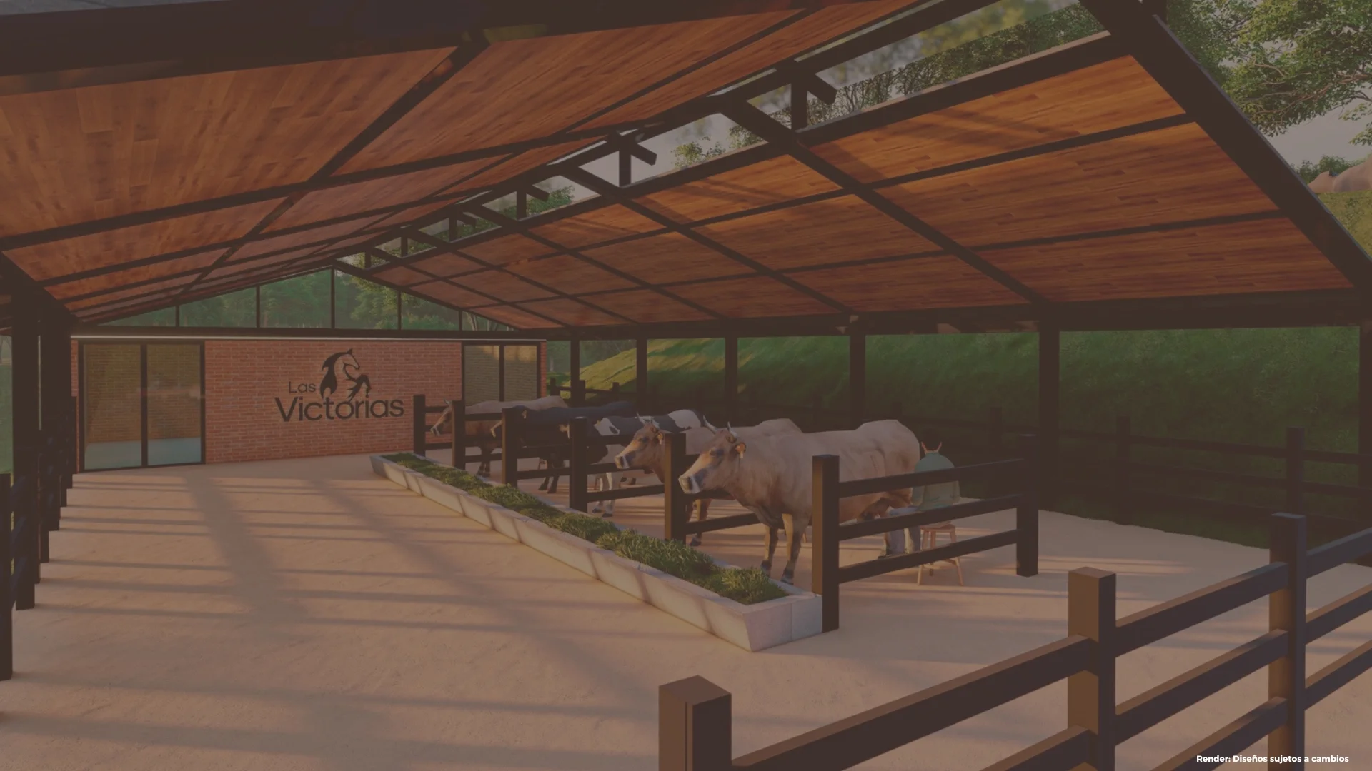 Fondo de establos de lechería